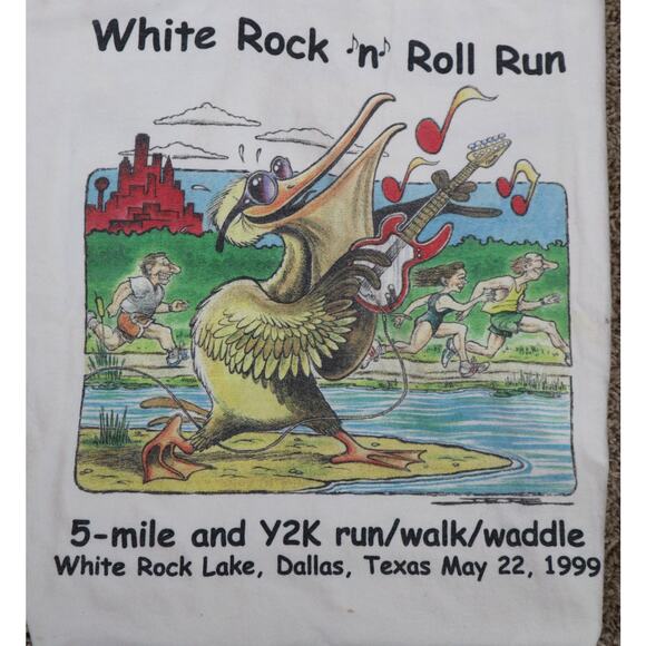 Vintage 90s Dallas Texas White Rock Lake Running Marathon T Shirts Unisex M-L - Picture 3 of 6